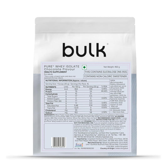 Bulk Pure Whey Isolate Protein Powder 450 GM